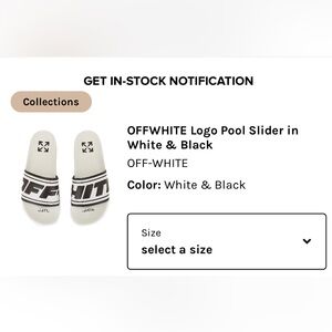 Off- white pool slides size 39